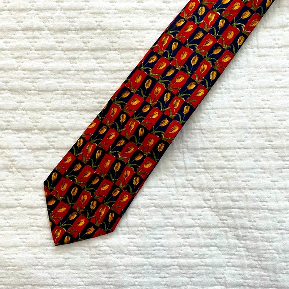 Ermenegildo Zegna Tulip Motif Tie Red Yellow Blue - Picture 7 of 7